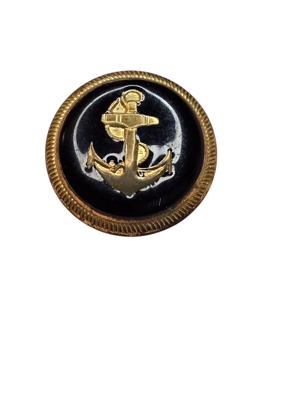 Vintage Gold & Black Enamel Anchor Button Nautical Foul Anchor Blazer Button